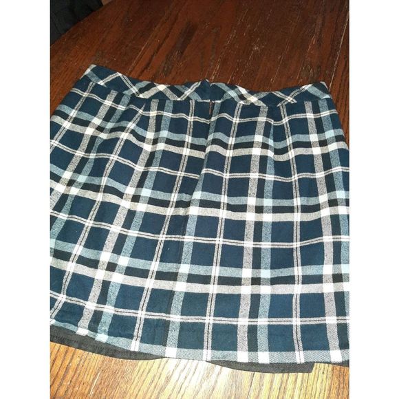 Size 18 Tommy Hilfiger Blue Off White Plaid Flannel Lined Mini Skirt - Picture 3 of 4